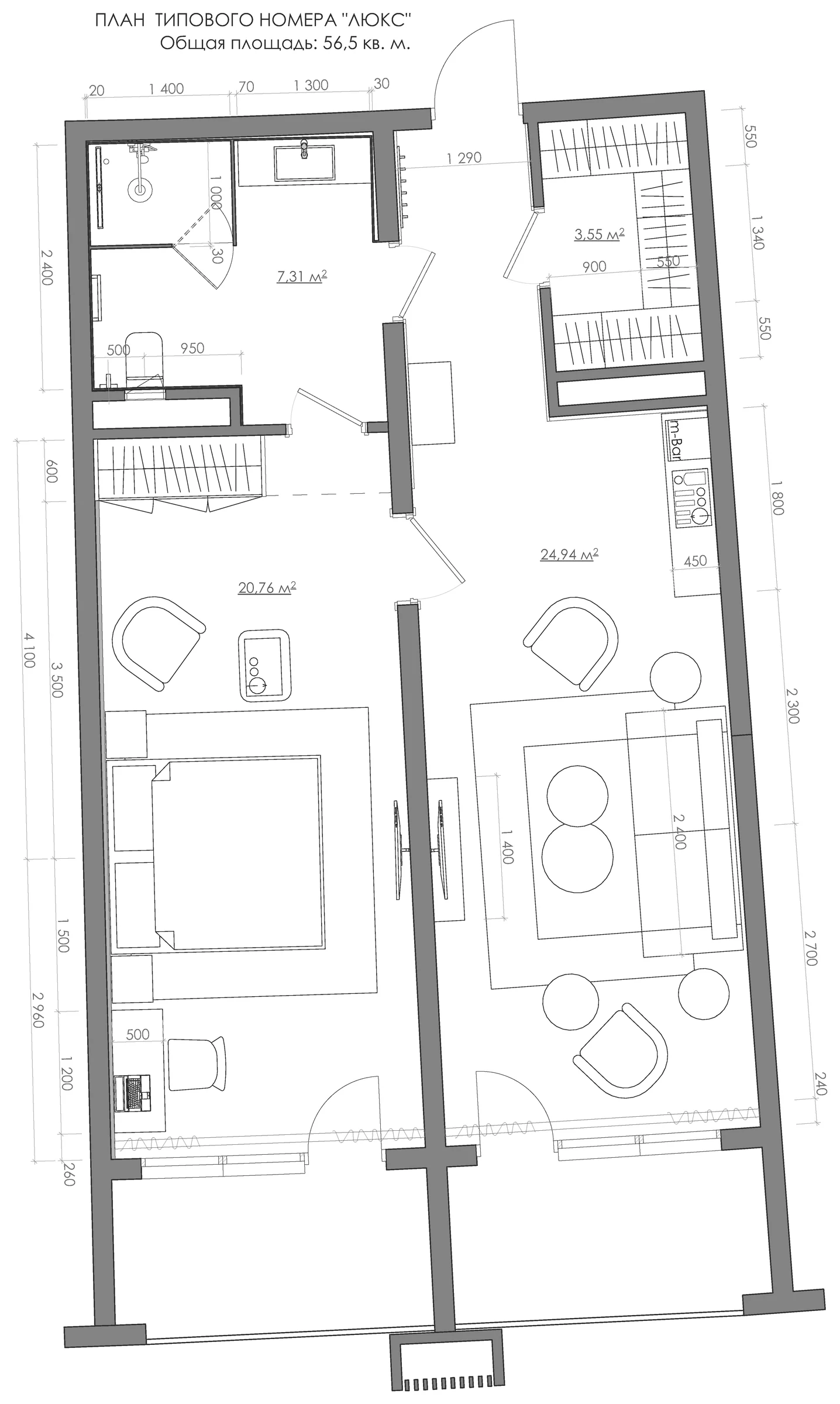 Планировка номера Люкс в Grand Hotel Marine Garden